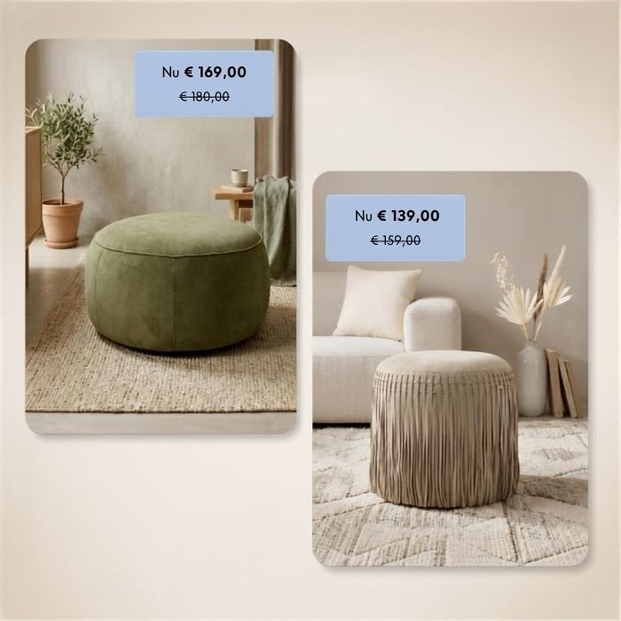 Lederen poefjes rond | Nieuw | vanaf €139, Minder dan 50 cm, Rond, Nieuw, Ophalen of Verzenden