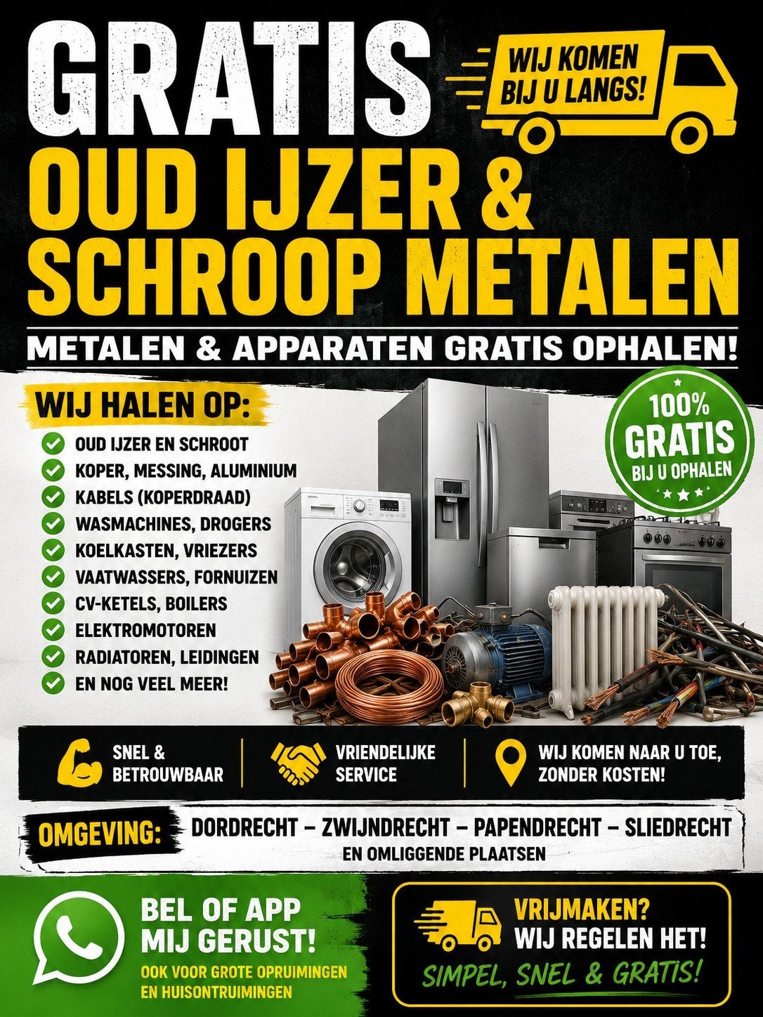 Gratis oud ijzer & schroot ophalen | Koper, metaal & apparat, Ophalen