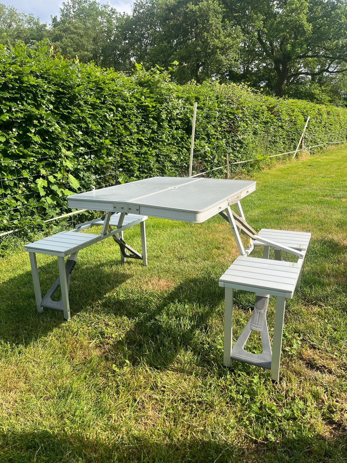Inklapbare Campingtafel met bankjes, Ophalen, Gebruikt, Campingtafel