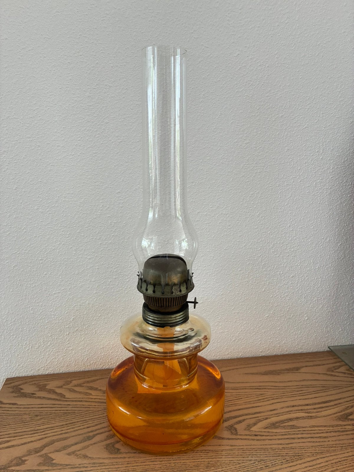 Vintage Glazen Petroleumlamp, Antiek en Kunst, Ophalen of Verzenden