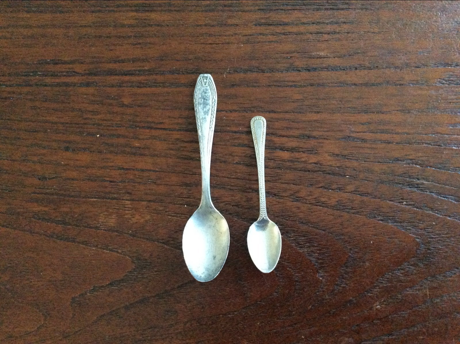 Vintage aluminium lepeltjes - set van 2, Antiek en Kunst, Antiek | Bestek, Ophalen of Verzenden