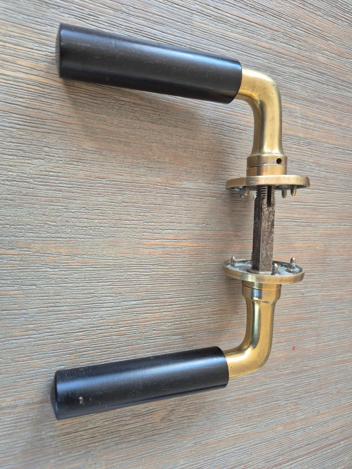 Antieke Deurklinken Messing met Zwarte Handvatten, Antiek en Kunst, Ophalen of Verzenden