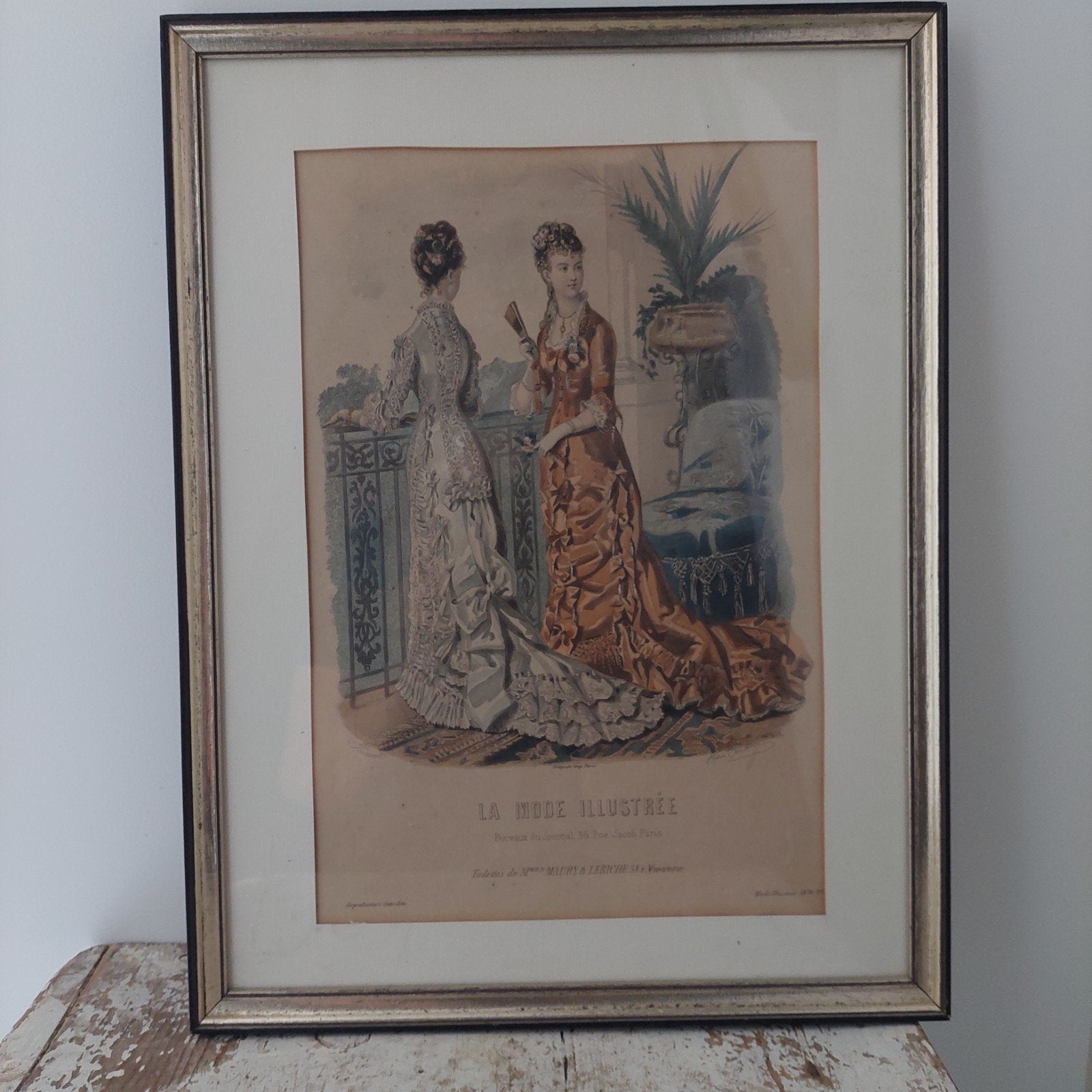 antieke Franse modeprent, Antiek en Kunst, Ophalen of Verzenden
