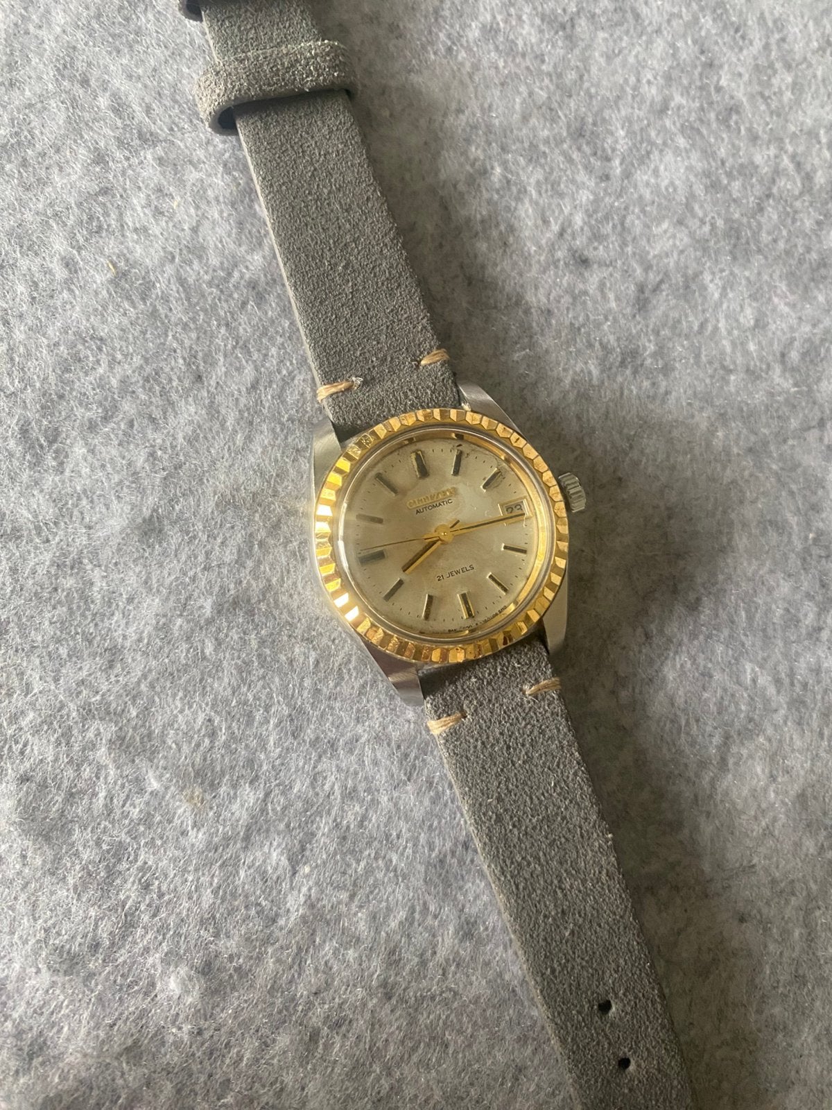 Citizen automatic 1977, Staal, Ophalen of Verzenden, Leer, Gebruikt