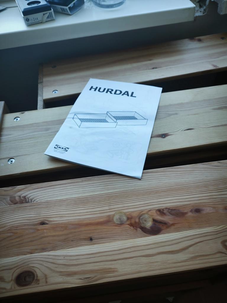Hurdal bedlades 4 stuks compleet met handleiding, Huis en Inrichting, Ophalen, Gebruikt, Eenpersoons, Hout