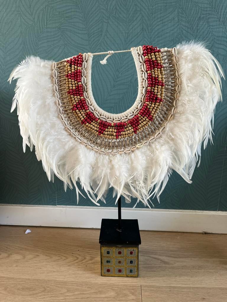 Decoratief handgemaakt veren ornament 44 x 44 cm, Huis en Inrichting, Woonaccessoires | Overige, Meerkleurig, Boho, Ophalen of Verzenden