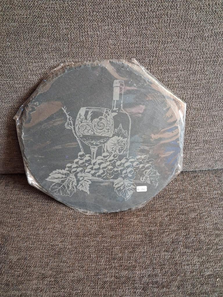 Leisteen 20 cm rond  afb. Wijnglas, Ophalen of Verzenden, Glas of Kopje