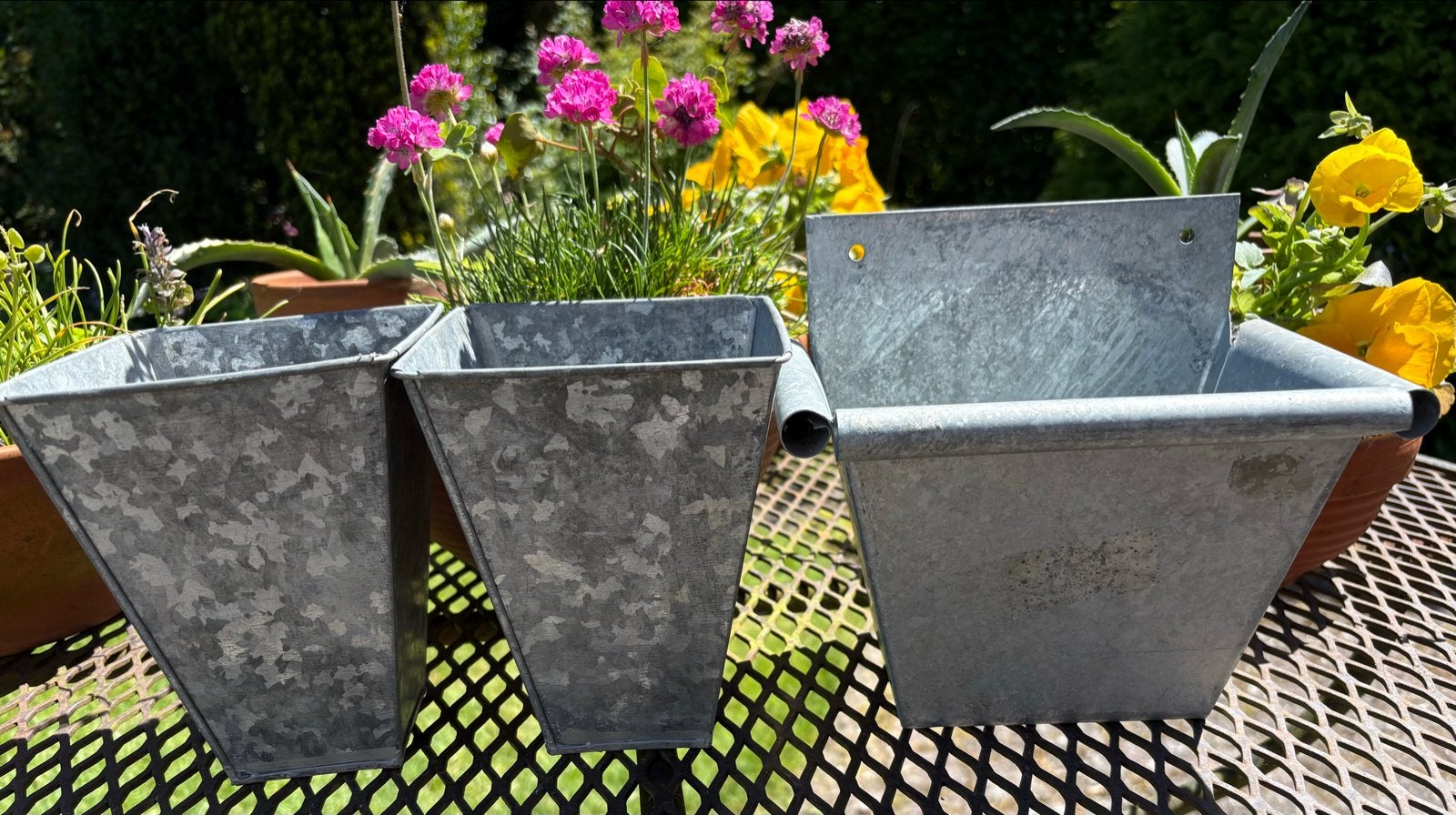 Set van nieuwe zinken plantenbakken, Tuin en Terras, Minder dan 30 cm, Minder dan 60 cm, Vierkant, Nieuw
