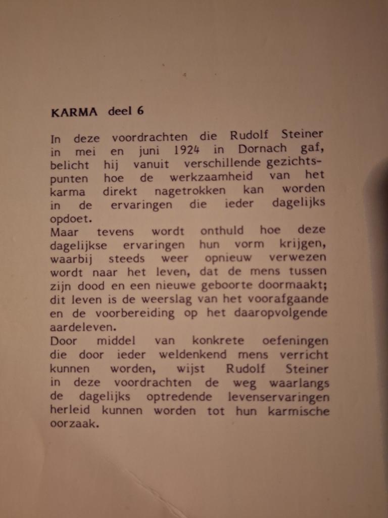 R.Steiner karma 6, Ophalen of Verzenden, Zo goed als nieuw, Spiritualiteit algemeen, Overige typen