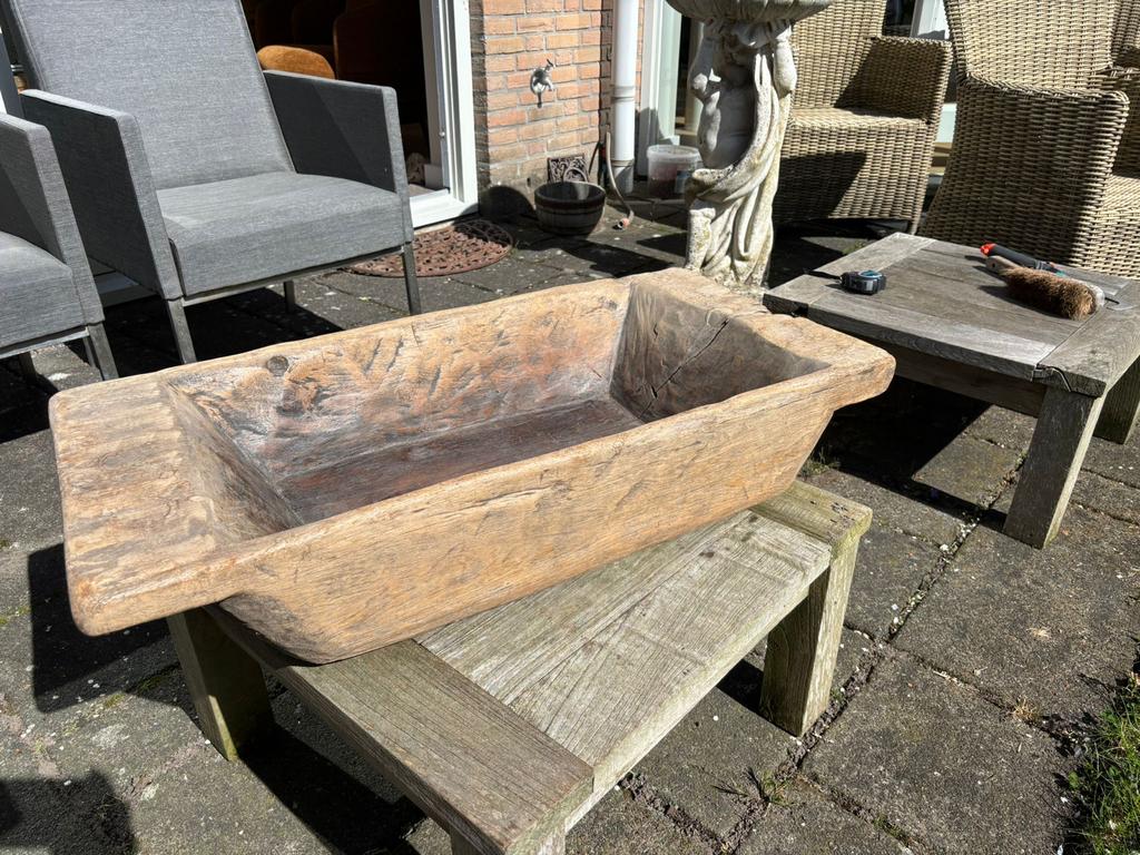 Antieke houten trog - Decoratieve schaal, Antiek en Kunst, Ophalen
