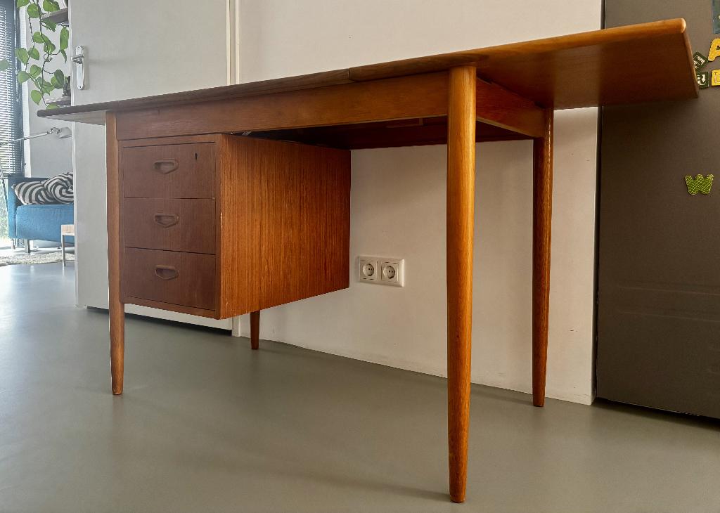 Vintage houten drop leaf bureautje, jaren '60, Ophalen, Gebruikt, Hout, Vintage