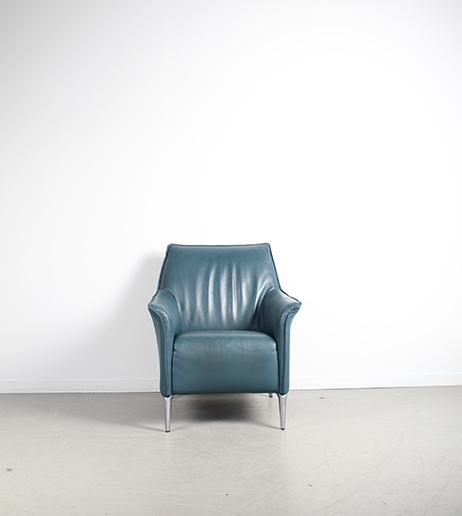 1x Leolux Mayuro Fauteuil Turquoise Leer – Chroom, Huis en Inrichting, Fauteuils, Niet ingevuld, Minder dan 75 cm, Niet ingevuld