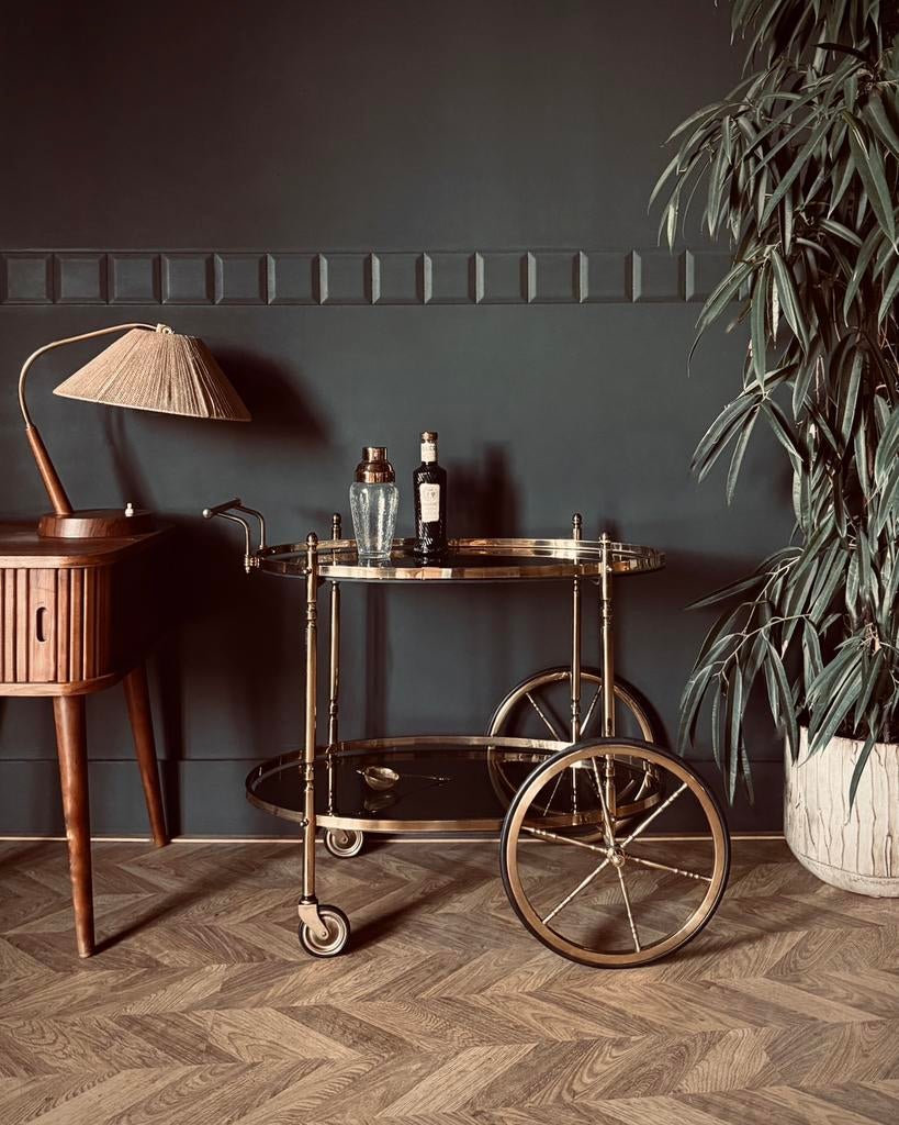 Vintage Dranken Trolley - Bar Cart Serveerwagen uit messing, Trolleywood, Vintage - Bar Cart - Antiek - Messing, Ophalen of Verzenden