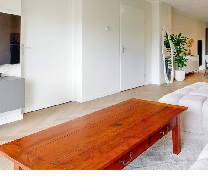 Kersen houten salon tafel, Ophalen, 100 tot 150 cm, 50 tot 100 cm, Zo goed als nieuw