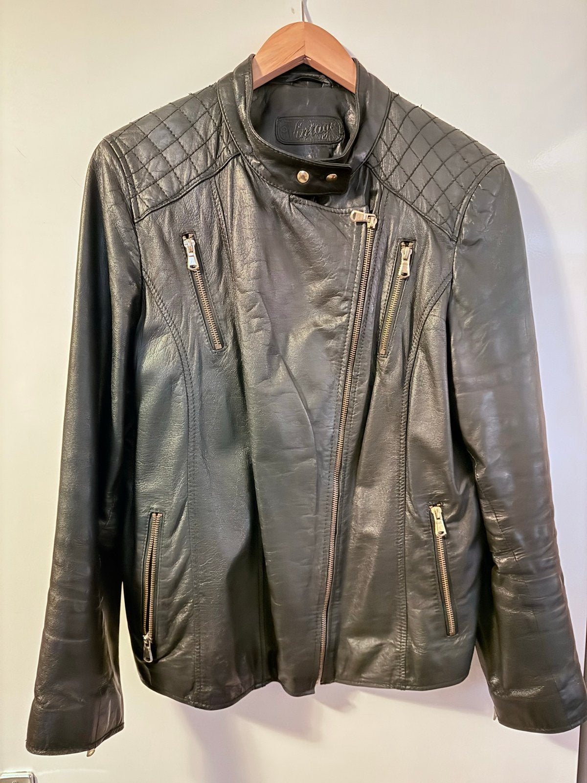 Vintage Leren Dames Jas Jack Jacket Zwart - Maat 42/XL, Ophalen of Verzenden, Nieuw, Maat 46/48 (XL) of groter, Zwart