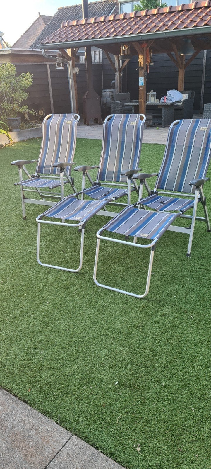 3 Bardani campingstoelen, 2 met voetenbank, Ophalen, Gebruikt, Campingstoel