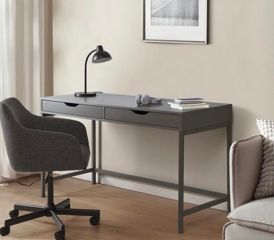 IKEA Alex bureau donkergrijs 132x58 cm met lades, Ophalen, Gebruikt, Met lades, IKEA