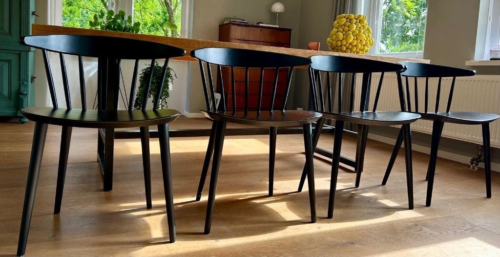 Eetkamerstoelen (4)Hay J104 zwart, Huis en Inrichting, Stoelen, Ophalen, Gebruikt, Zwart, Vier