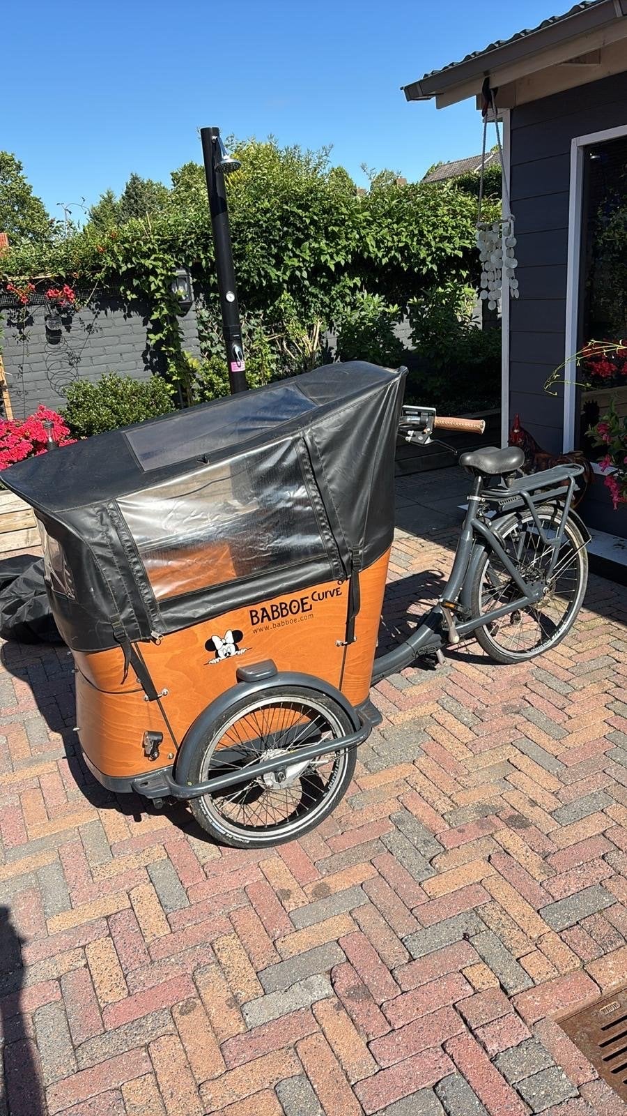 Babboe Curve bakfiets compleet met lader, Gebruikt, Huif, 2 kinderen, Trommelrem