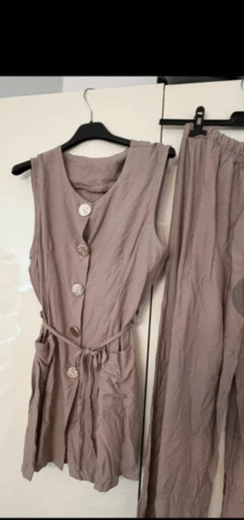 Pak linnenlook M, Maat 38/40 (M), Kostuum of Pak, Bruin, Verzenden