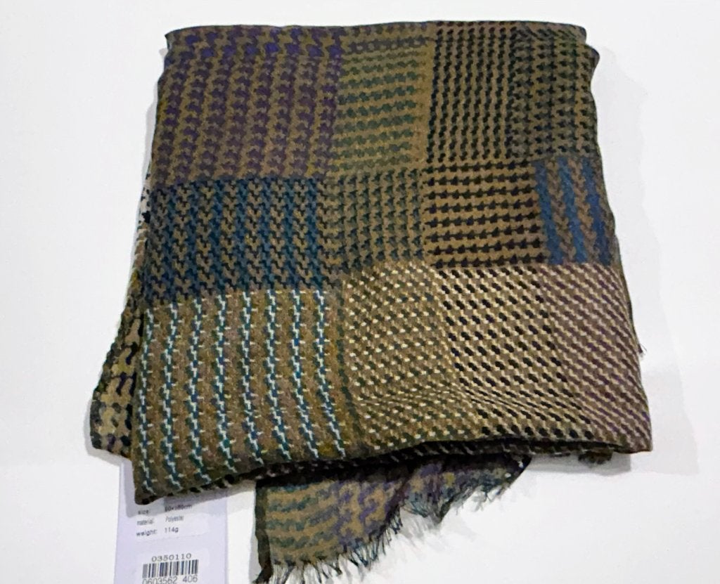 Kaki foulard met print, Ophalen of Verzenden, Nieuw, Sjaal
