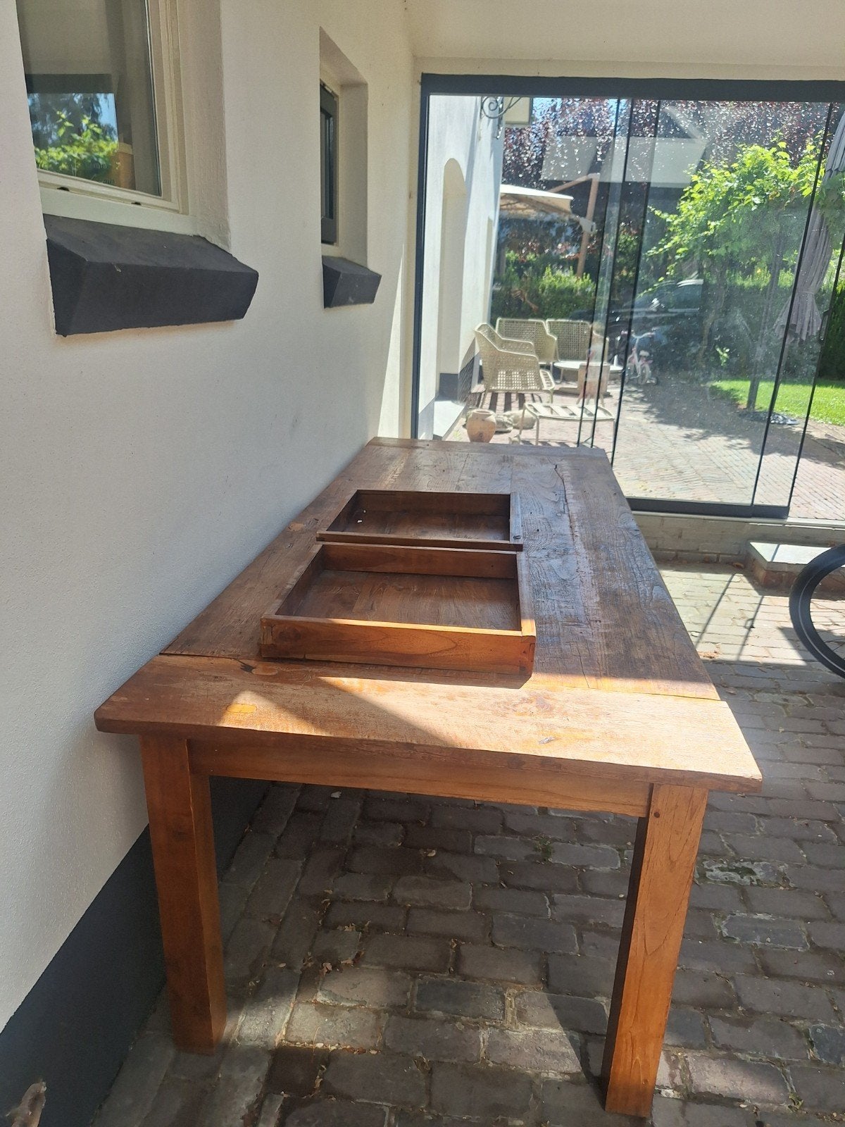 te koop mooie,  koloniale tafel., Ophalen, Gebruikt, 100 tot 150 cm, 200 cm of meer