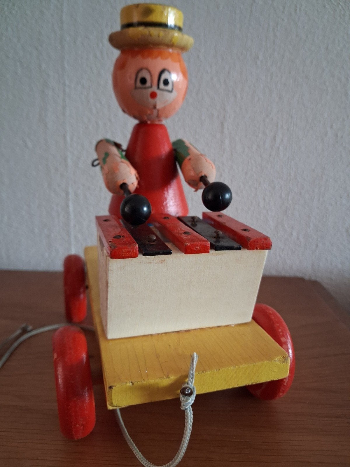 Miva. Vacov Clown op trekkarretje - werkt perfect!, Ophalen, Gebruikt, Duw- of Trekspeelgoed