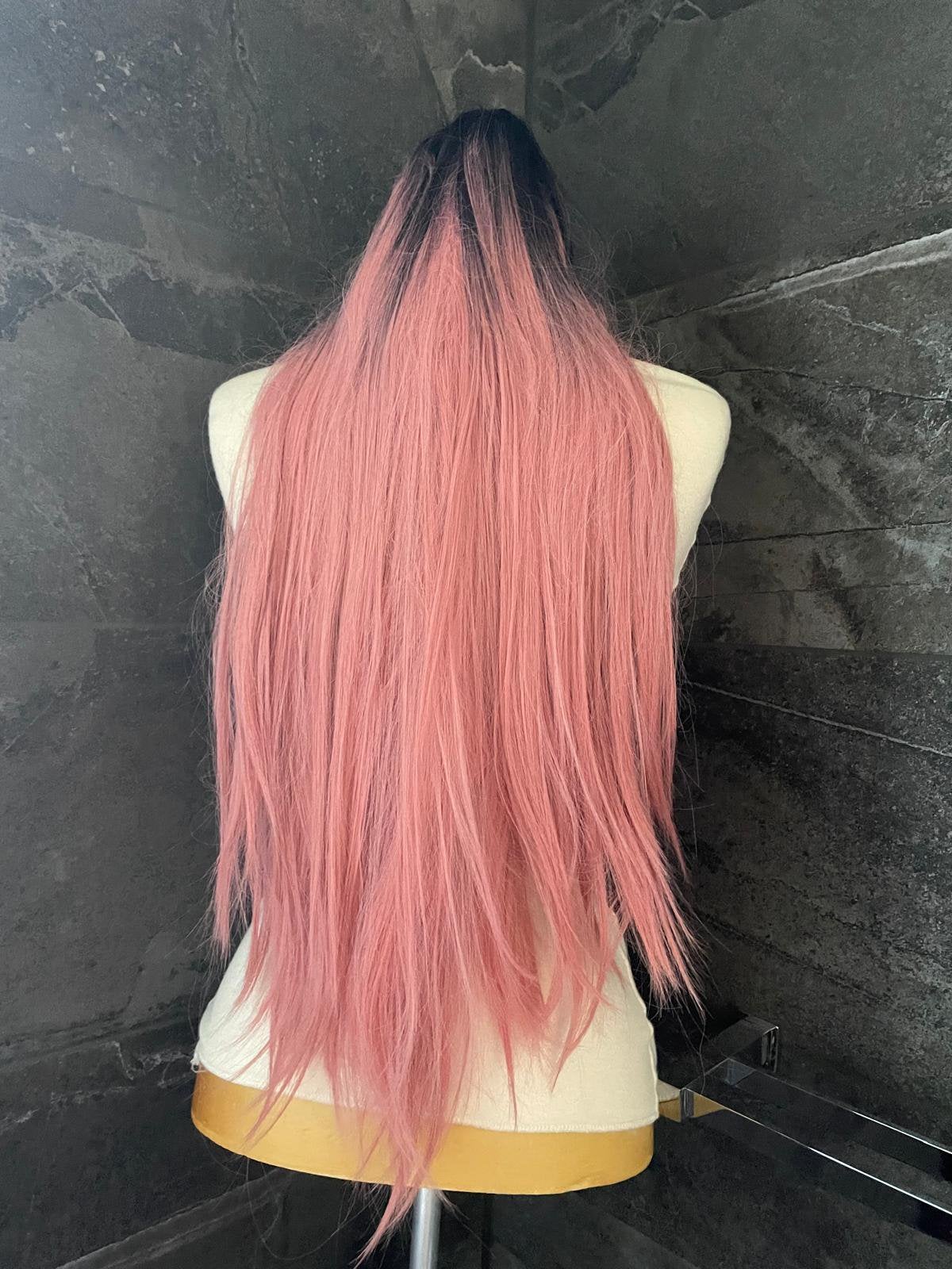 Roze lange haren pruik Nieuw, Ophalen of Verzenden, Nieuw, Pruik of Haarverlenging