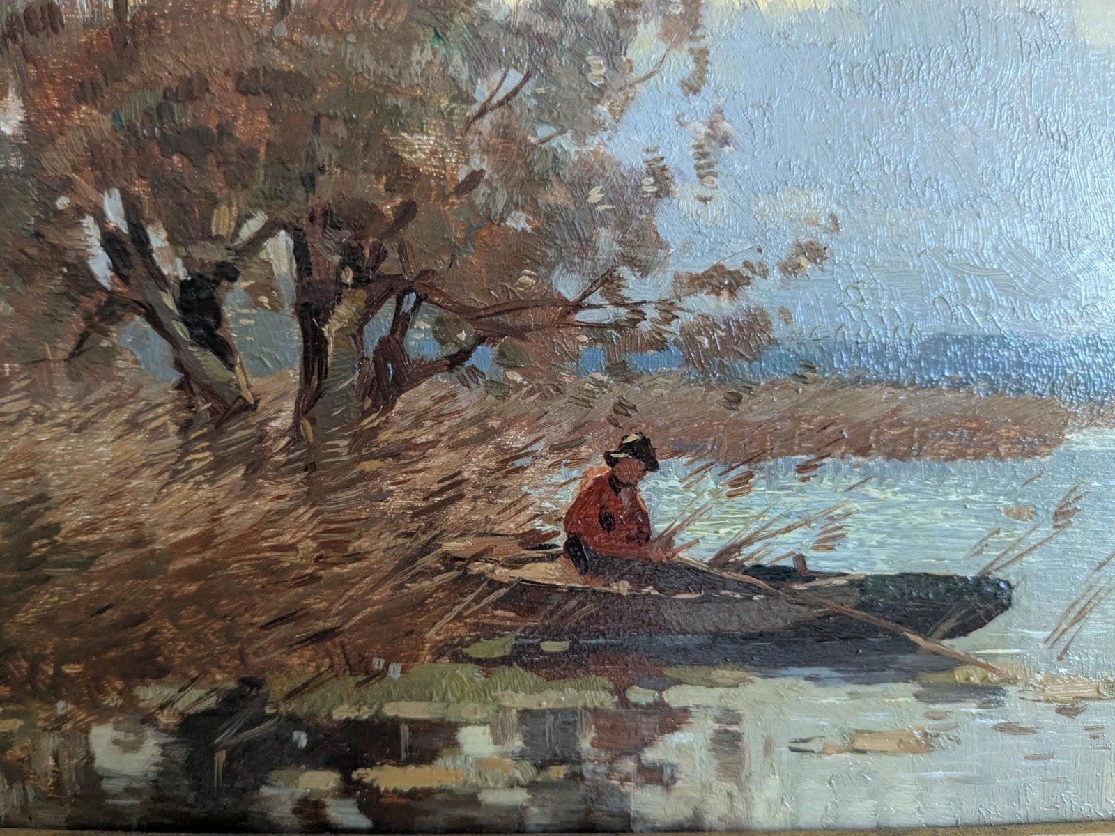 Olieverfschilderij van Jan Knikker - Visser in boot, Antiek en Kunst, Kunst | Schilderijen | Klassiek, Ophalen