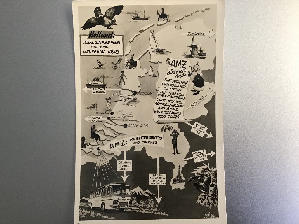 Goes Zeldzame AMZ Holland reclame ansichtkaart Zeeland 1959, Ophalen of Verzenden, 1940 tot 1960, Gelopen, Zeeland