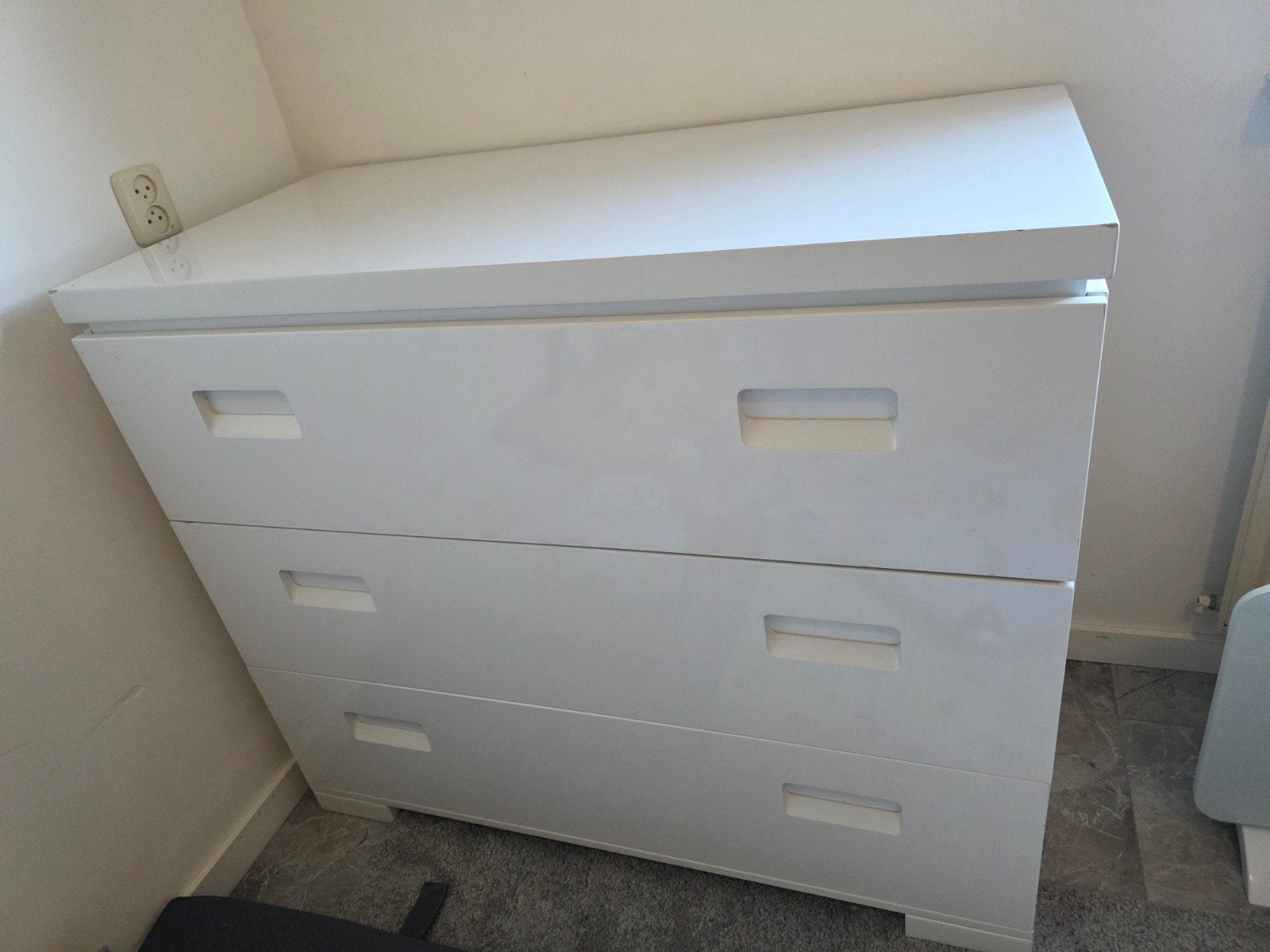 Witte ladekast met 3 laden - Gebruikt, Ophalen, Overige materialen, Gebruikt, 100 tot 150 cm