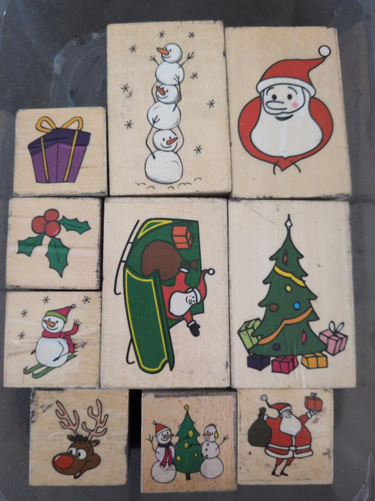 Vintage houten kerststempels - set van 10 klassieke motieven, Ophalen of Verzenden, Houten stempel