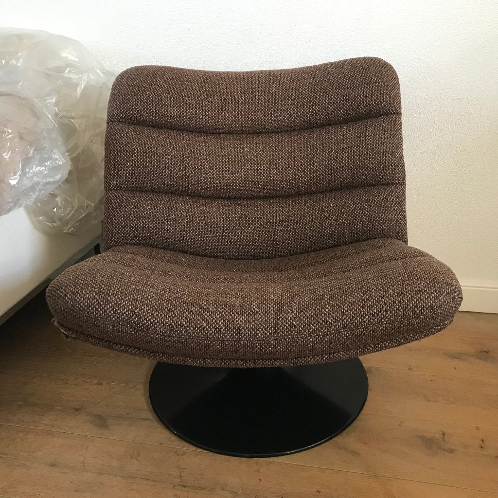 Vintage Artifort 506 Geoffrey Harcourt fauteuil bruin stof, Huis en Inrichting, Gebruikt, 75 tot 100 cm, Ophalen of Verzenden