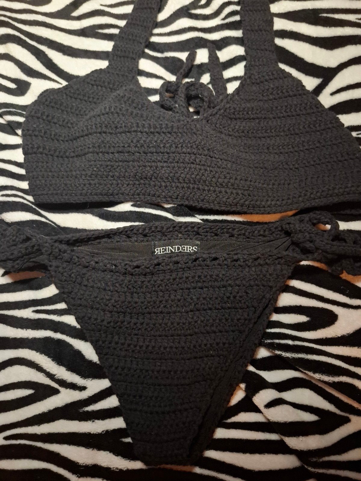 Reinders Zwart Gehaakte Bikini Set M/L Zo Goed Als Nieuw, Reinders, Zwart, Ophalen of Verzenden, Zo goed als nieuw