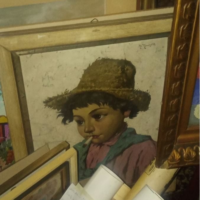 vintage zoldervondst op canvas Ronchetti 60er jaren, Verzamelen, Ophalen, Huis en Inrichting