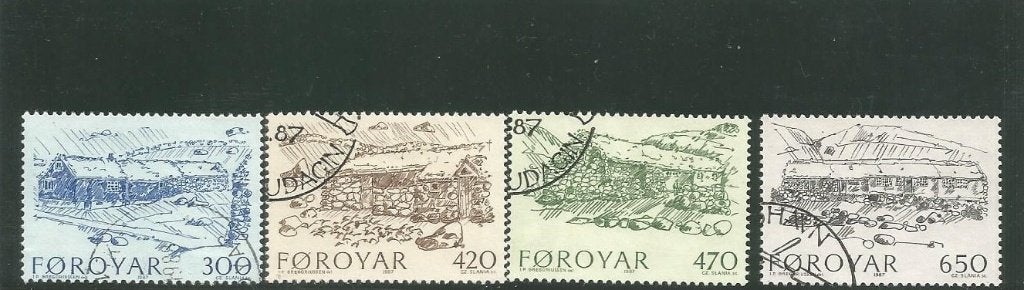 Faeröer Mi. 145/148 - Huizen en boerderijen, Ophalen of Verzenden, Denemarken, Gestempeld