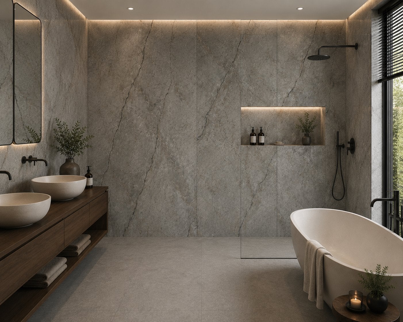 XXL Wandpanelen 270x90 | Grey Marble | Porselein, Doe-het-zelf en Verbouw, Tegels, Ophalen, 60 cm of meer, Zo goed als nieuw, 10 m² of meer