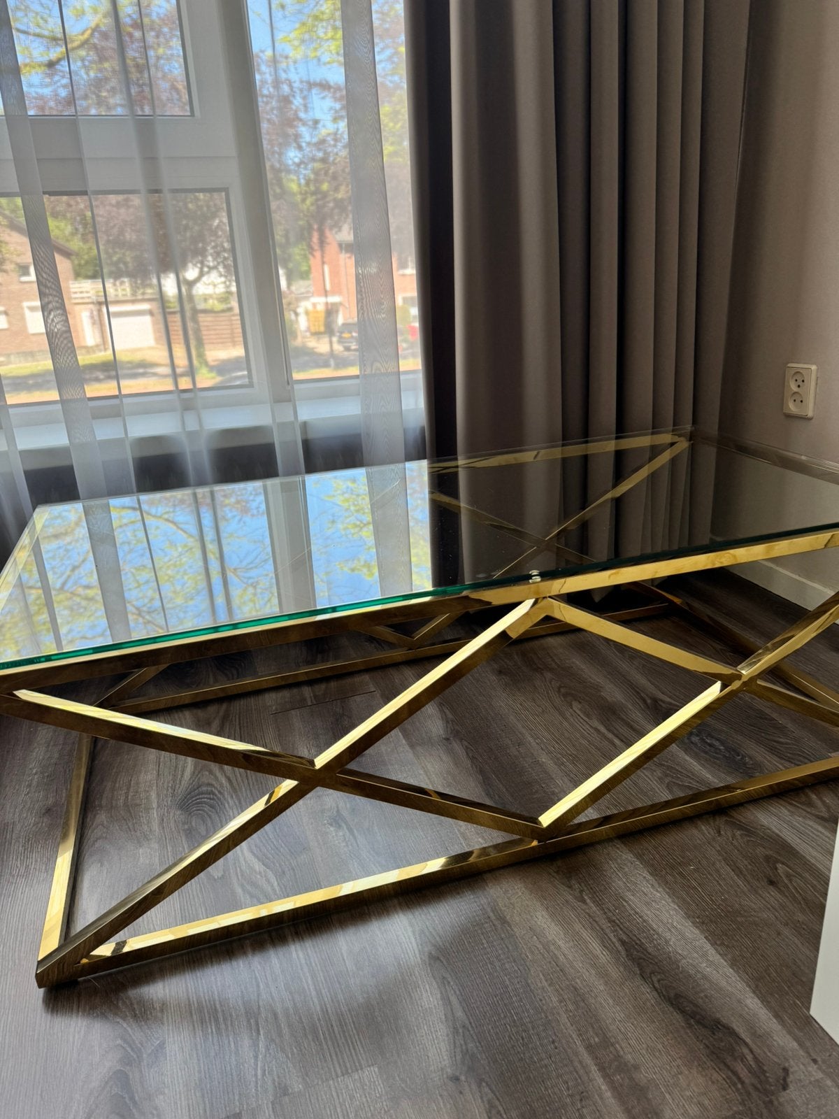 Salontafel met glasplaat, Huis en Inrichting, Ophalen, 100 tot 150 cm, 50 tot 100 cm, Zo goed als nieuw