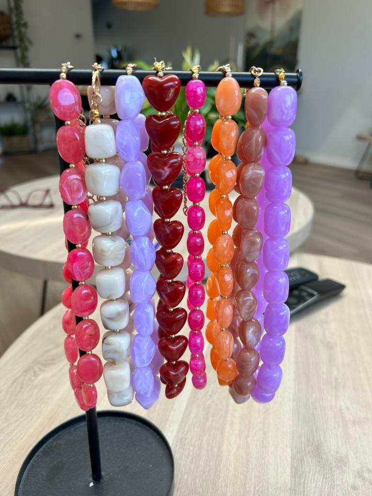 Mooie handmade chunky kettingen acrylkralen 10 euro per stuk, Ophalen of Verzenden, Zo goed als nieuw, Overige materialen