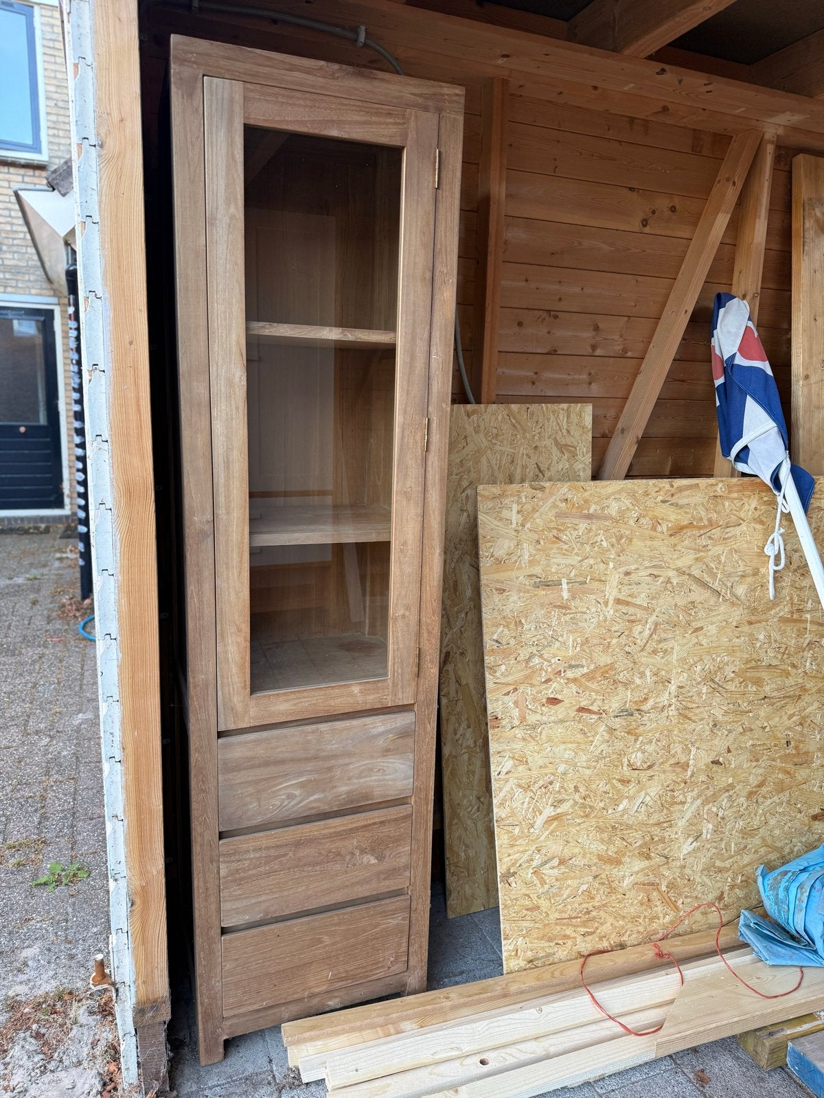 Massief eikenhouten servieskast - 190cm hoog, Ophalen, Minder dan 50 cm, Gebruikt, Eikenhout