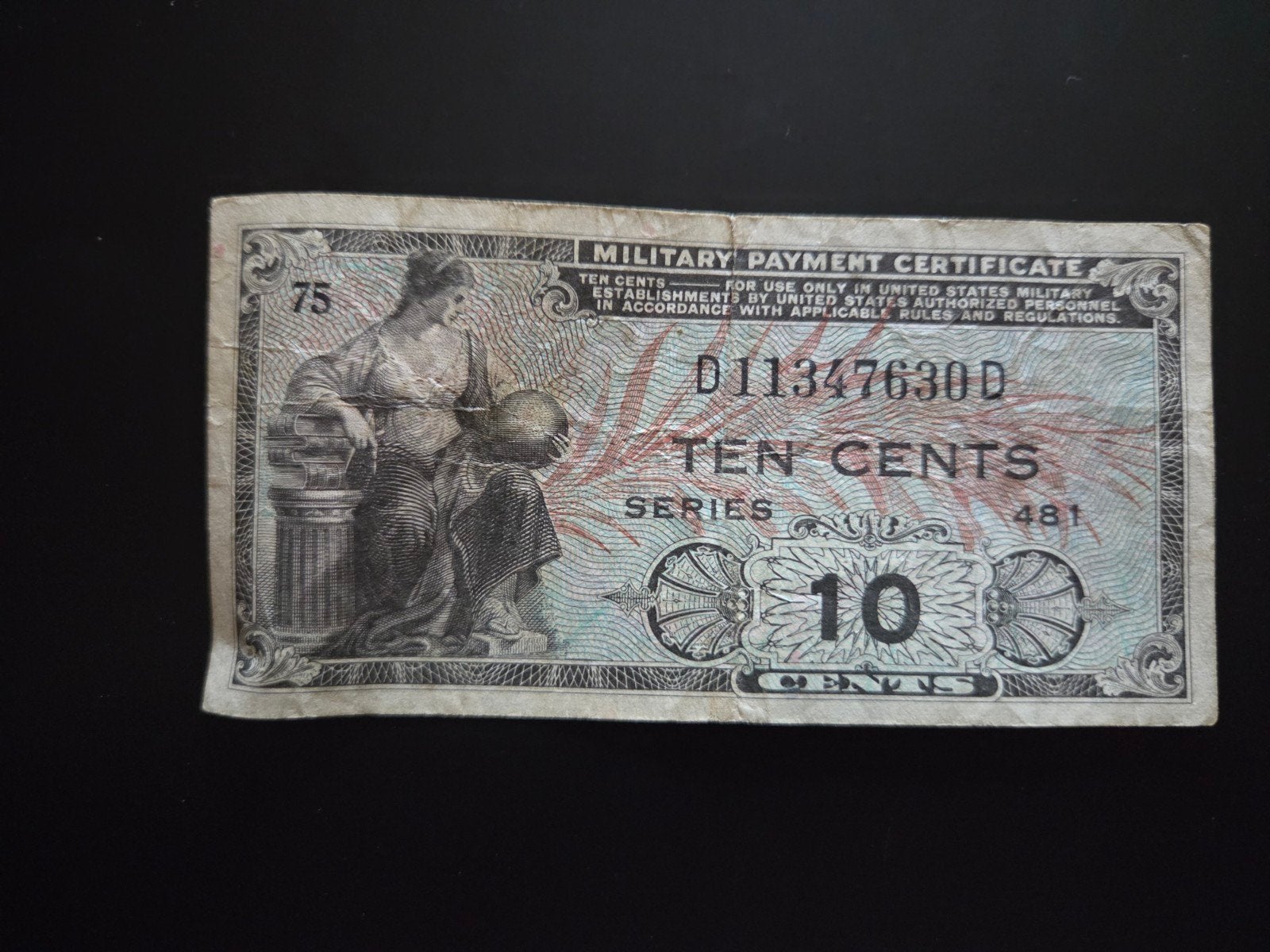 USA Military Payment Certificates 10 cents 1951-54 VF, Ophalen of Verzenden, Noord-Amerika