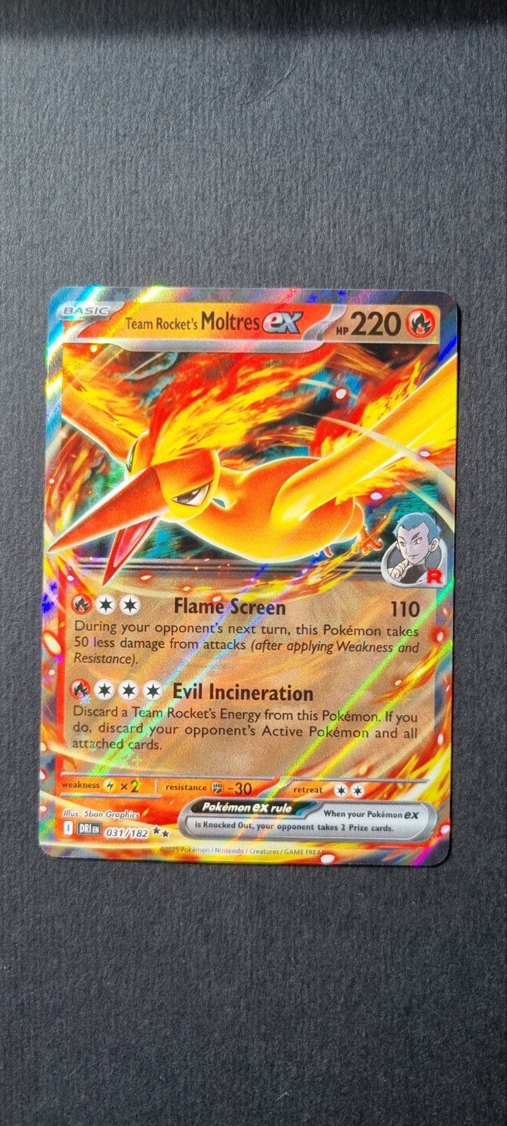 Team Rocket's Moltres EX DRI 031, Ophalen of Verzenden, Zo goed als nieuw, Foil