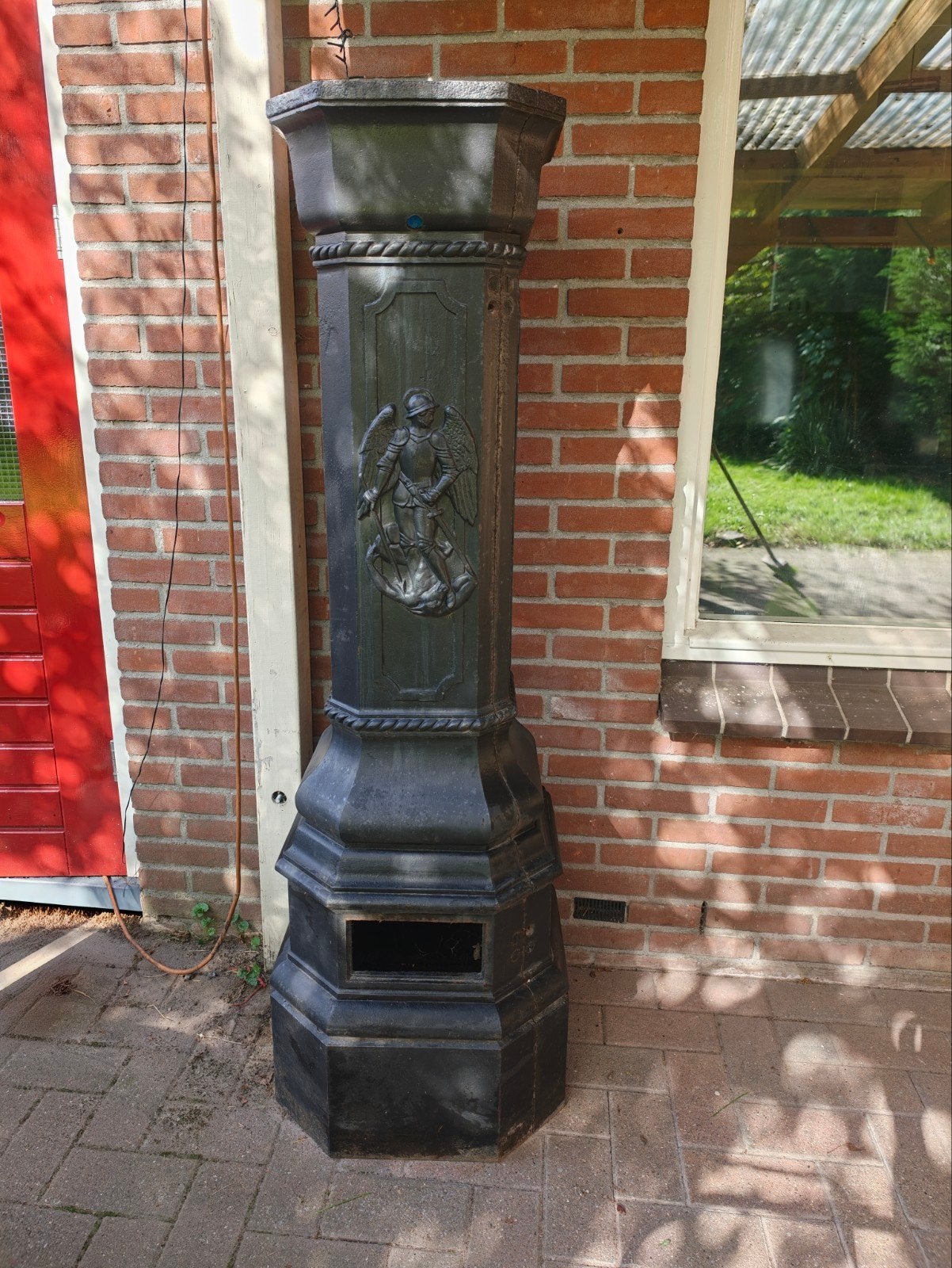 4 zeldzame antieke gietijzeren lantaarnpaalvoet, Ophalen
