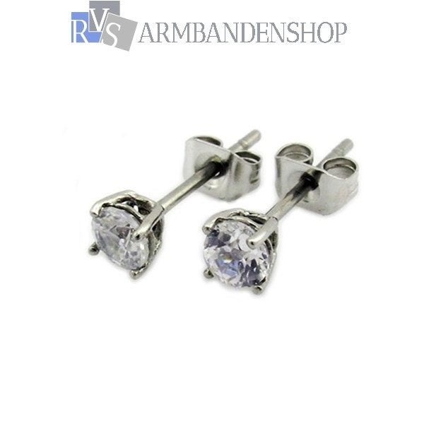 Rvs edelstaal oorbellen met zirkonia mannen oorbel studs, Overige materialen, Verzenden, Nieuw, Knopjes of Stekers