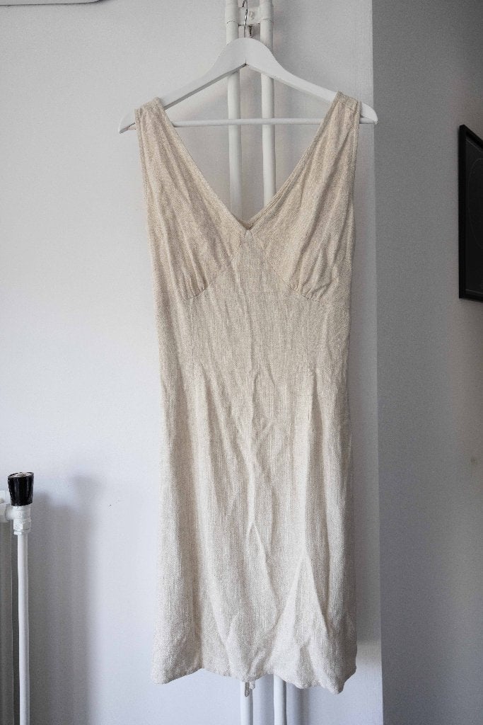 Beige jurk linnen mix Rut & Circle maat M, Beige, Ophalen of Verzenden, Zo goed als nieuw, Boven de knie