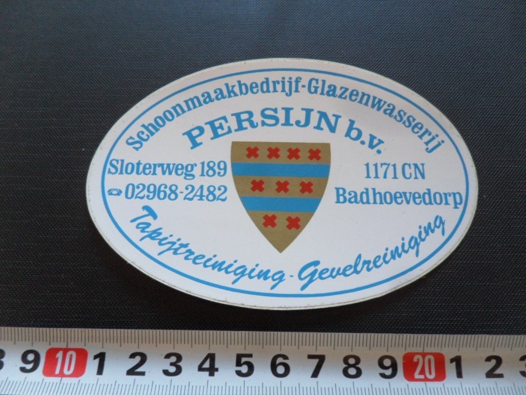 sticker badhoevedorp PERSIJN BV schoonmaakbedrijf glazenwass, Ophalen, Zo goed als nieuw