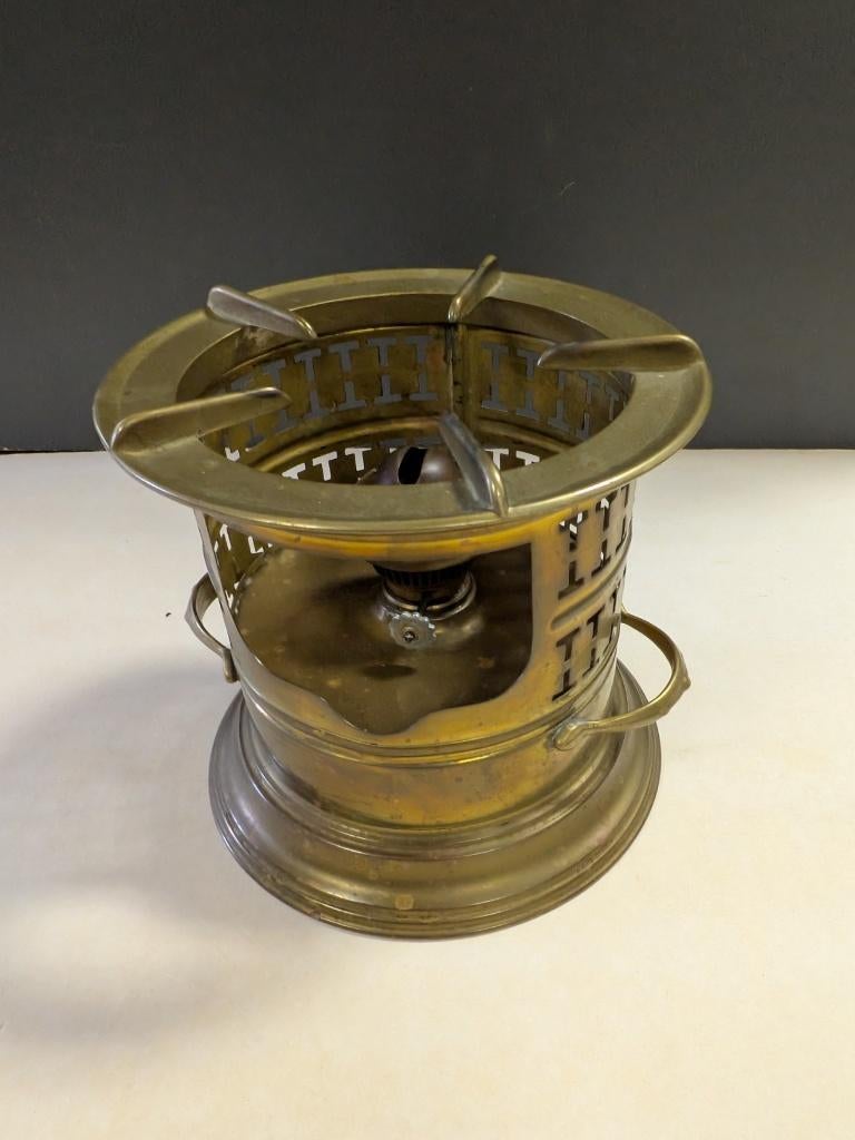 Antieke ronde koper/brons rechaud, theelicht, brander., Ophalen of Verzenden