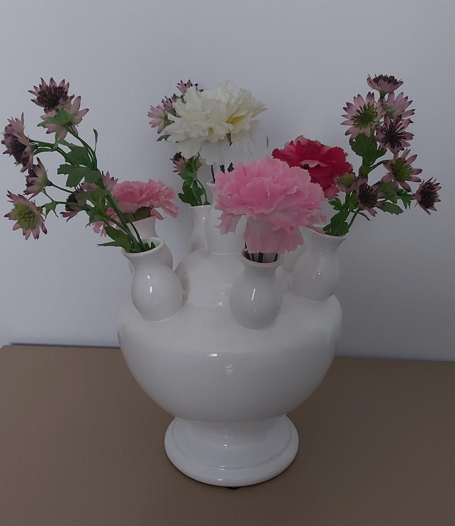 Tulpenvaas wit, Ophalen, Wit, Aardewerk of Porselein, Zo goed als nieuw