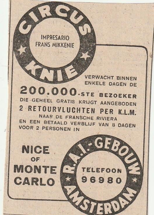 Retro reclame 1947 Circus Knie met de 200.000e bezoeker, Verzenden, Overige typen