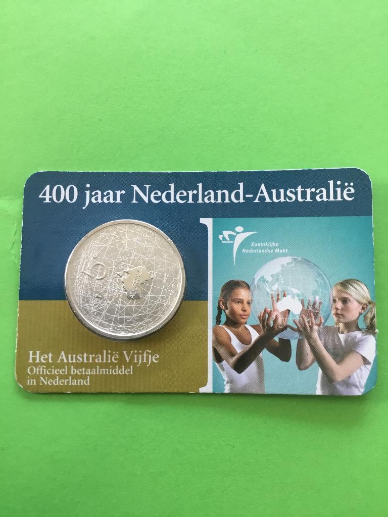 Coincard zilver 400 jaar Nl-Australie, Koningin Beatrix, Zilver, Euro's, Ophalen of Verzenden